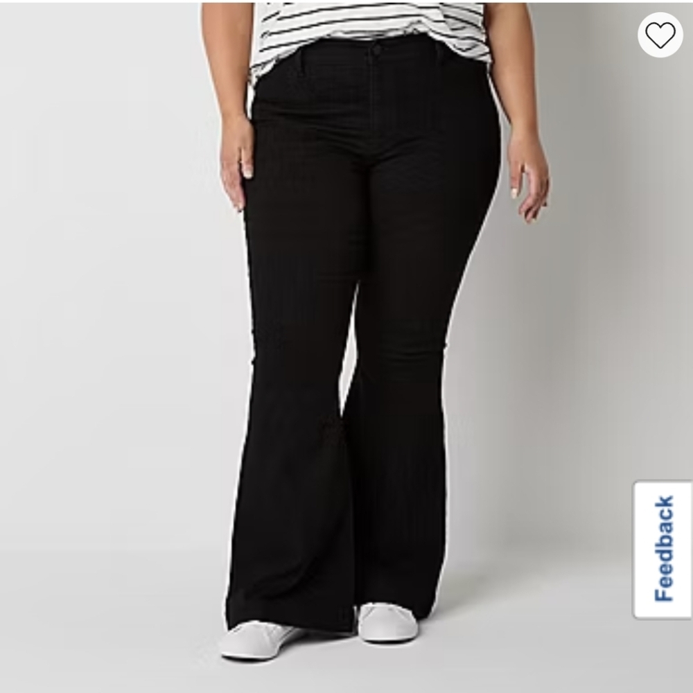 Ana Black Coated High Rise Flare Jeans JCPENNEY